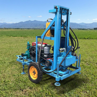 Machine de forage de puits d'eau portable de petite taille, profondeur maximale de 200 mètres, montée sur pneus, mobile, moteur diesel