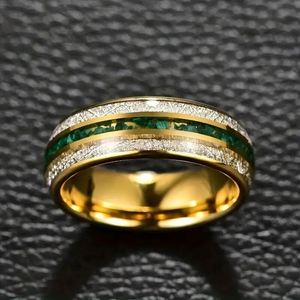 Antique <b>Rings</b> Gold Plated 8mm Non Fade Engagement <b>Tungsten</b> Kaining X197 Trendy <b>Men</b> Finger Band - Product Image 4