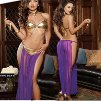 Ensemble de lingerie sexy pour femme, robe de danse orientale, costume de scène, robe arabe Leia, ensemble de jeu de rôle pour soirée