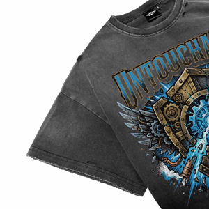 Camisetas de Hombre Extra Grandes, Estilo Vintage, Lavado Ácido, con Diseño de Escudo Punk Personalizado, Impresión DTG, Transpirables, Venta al Por Mayor - Product Image 5