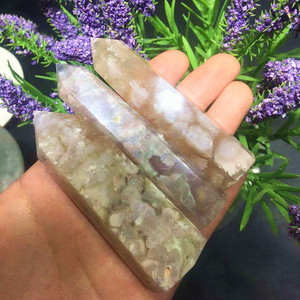 Torre de Cristal Tallada a Mano Natural, Puntas de Ágata con Flores de Cerezo para Decoración - Product Image 3