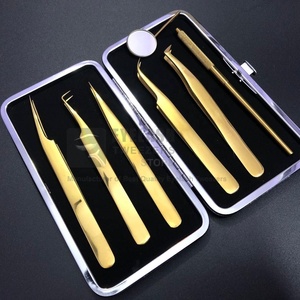 Pince à épiler d'extension de cils en acier durable plaqué or à angle de 90 degrés pince à épiler d'isolement de logo privé à pointe droite - Product Image 6