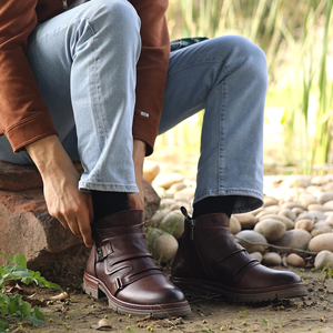 Bottes en cuir de luxe pour hommes, à porter au quotidien, fabriquées à la main, durables, élégantes, confortables, chaussures décontractées pour l'extérieur, chaussures de mode - Product Image 5