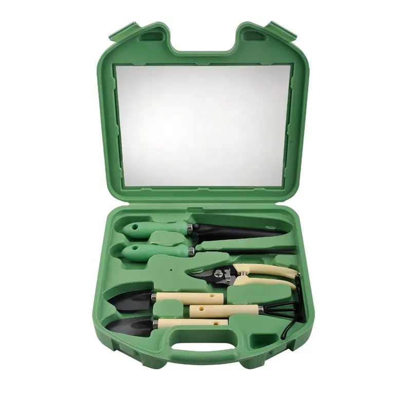 Multipurpose 6PCS Portable Garden Tools Set with carrying box for Seedlings Bonsai Succulents stainless gardening tools set