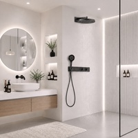 Ensemble de douche thermostatique en laiton avec jets de massage, modes de pulvérisation doux, finition personnalisable, mitigeur de douche encastré pour salle de bain