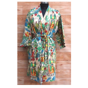 Kahlo Print Cotton Robes Eco-Friendly Casual Beach Dress with Lace Decoration Natural Waistline Fashion - Product Image 3