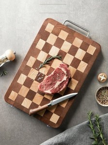 เขียงไม้ไผ่ลายตารางหมากรุกสีดำวอลนัท หรูหรา น้ำหนักเบา ป้องกันแบคทีเรีย - Product Image 3