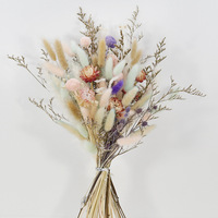Bouquet de fleurs séchées naturelles Arrangements de fleurs véritables avec eucalyptus séché, coton, pomme de pin, graine de lotus pour mariage à la maison