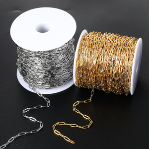 Catena a maglie ovali a forma di graffetta |   Catena in <span class=keywords><strong>Acciaio</strong></span> Inossidabile 316L Placcata Oro 18K PVD per Creazione di Bracciali e Collane Fai-da-Te - Product Image 3