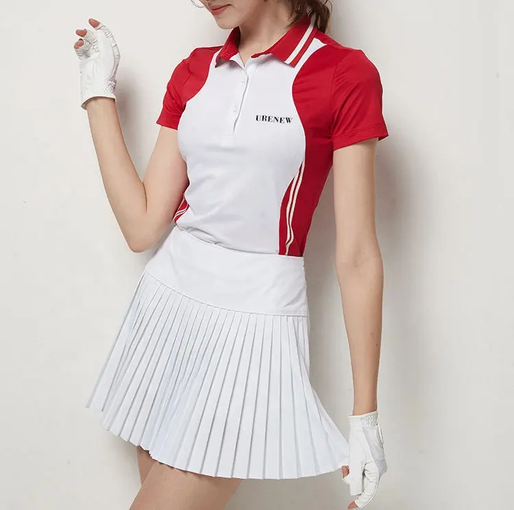 Factory Direct Wholesale Custom Printed Logo Ladies Sport Skirt V-neck Golf Dress