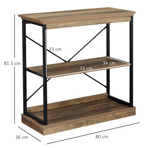 HOMCOM-Étagère style industriel en bois brun et métal noir, 80x36x81,3 cm - Product Image 3