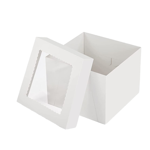 Caja para Pastel Cuadrada Blanca de 10x10x8 Pulgadas, 350g, de Cartón Marfil, Segura para Alimentos, Reciclable, Venta al Por Mayor a Precio Económico - Product Image 1