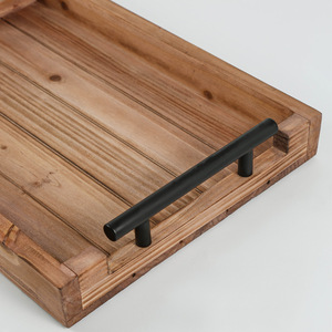 Solid Wood Serving Tray <b>Set</b> <b>Square</b> With Handles For Coffee Tea Snacks Fruit Desserts - Product Image 3