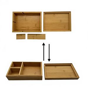 Boîte de rangement en bambou avec couvercle, cloison amovible, boîte en bois combinée, boîte à bijoux - Product Image 2