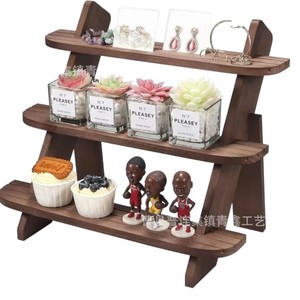 Wooden Tiered <b>Shelf</b> 3 Floors <b>Desktop</b> Display Rack For Succulents And Decor - Product Image 5