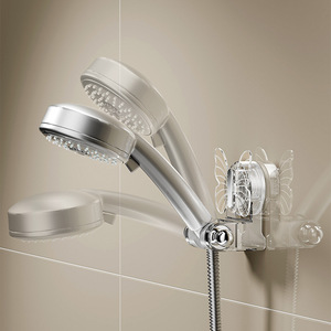 Yimijia <b>Shower</b> Head Holder Suction Cup Mount Transparent Butterfly Design Minimalist Bathroom <b>Accessory</b> - Product Image 3