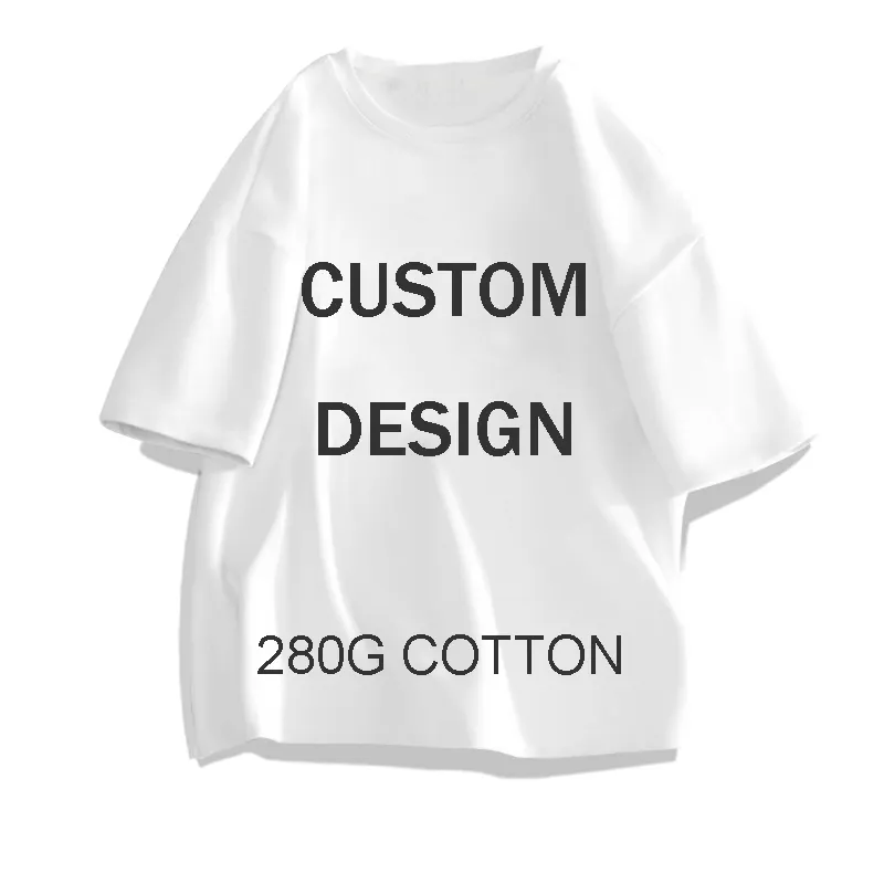 YKH Custom Design 100% Cotton 280g Premium Pure Cotton Plain Black White Classic Short Tee Summer Casual High Quality Men TShirt