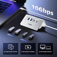 Hub USB 3.2 de Aluminio de 4 Puertos con Velocidad de 10 Gbps, 2 Puertos USB-C/USB-A, Cable de 3.3 pies para PC/Laptop//Más