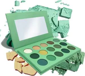 Vente en gros de maquillage pigmenté carré miroitant Palette d'ombres à paupières végétaliennes de marque privée