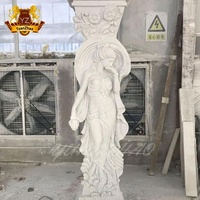 Matériaux de construction, colonne en pierre naturelle de taille personnalisée, colonne grecque romaine, pilier avec statues de femmes, colonne à fleurs romaine