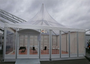 Tenda commerciale in alluminio pagoda tenda esagonale da campeggio trasparente tenda in vetro per eventi piramidali - Product Image 3