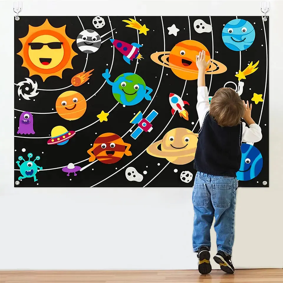 MINE 105*70cm crianças reutilizáveis sistema solar universo jogo interativo brinquedo sensorial do espaço sideral me senti ocupado story board para meninos meninas