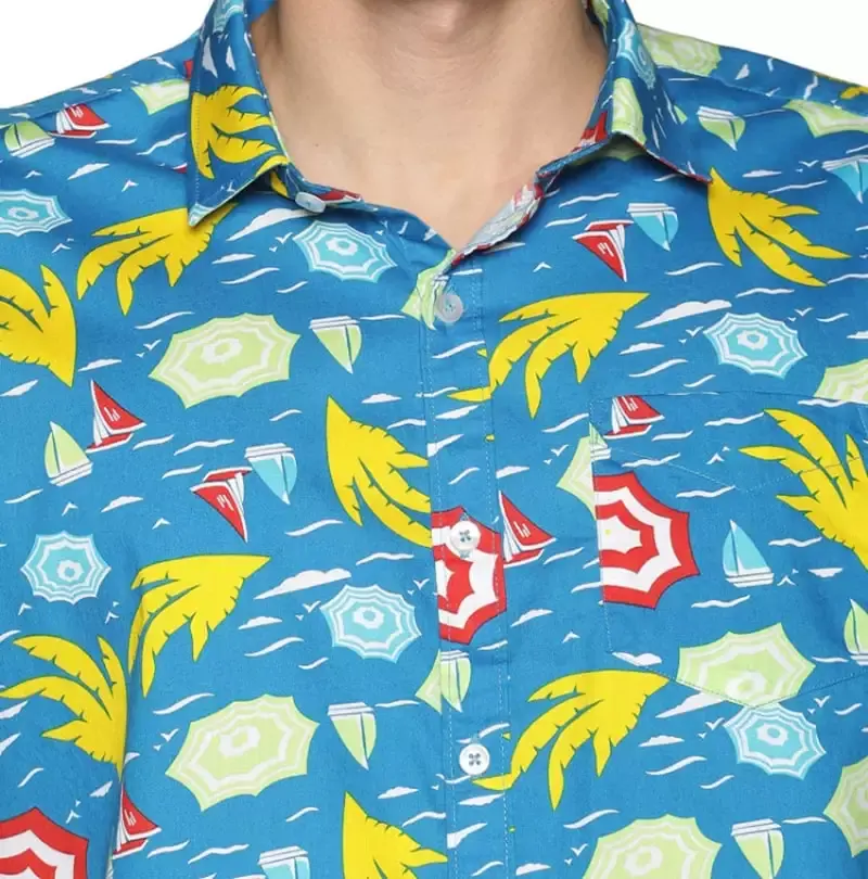 Custom Men's Casual Floral Printed Hawaiian Beach Wear Wholesale Flower Prints Shirts For Men