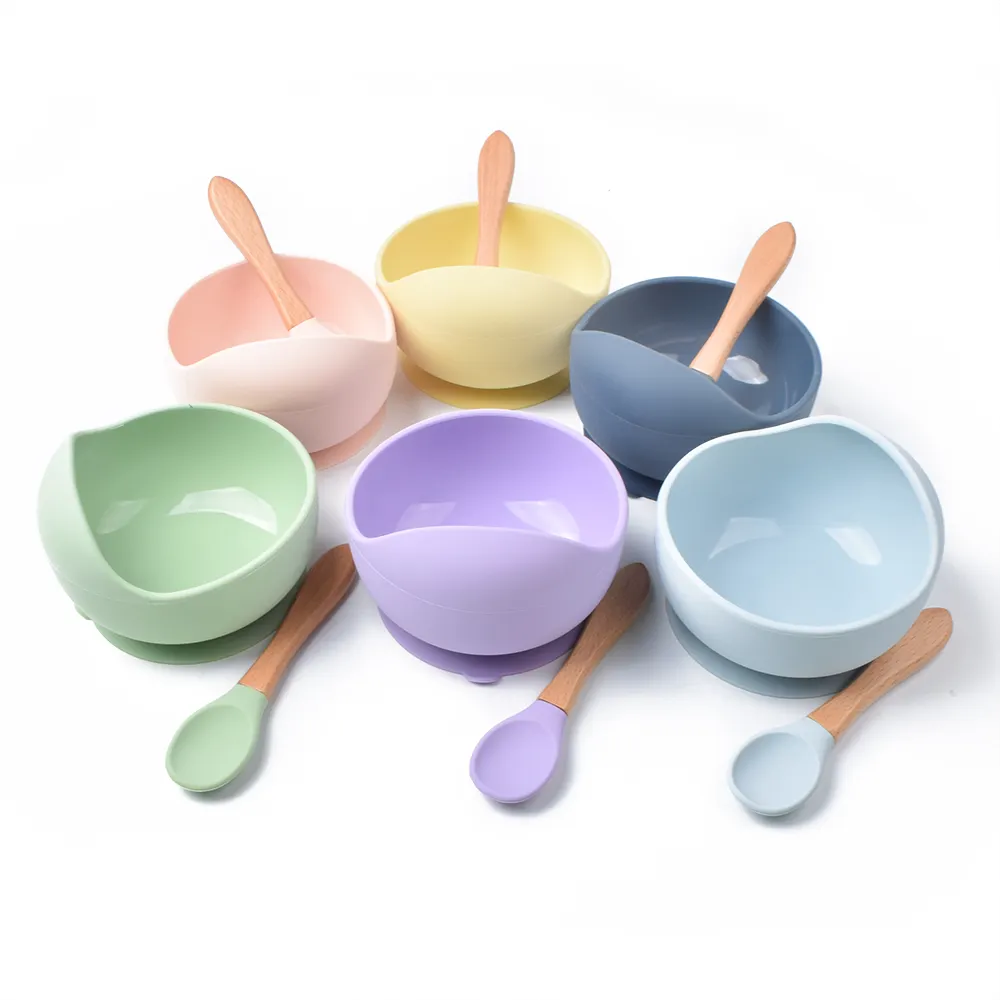 Silicone Suction Bowls for Baby, Baby Led Weaning Spoon Baby Dishes and Utensils Set for Boy & Girl,Infant Dinnerware