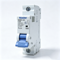 Disjoncteur miniature Nader NDB1-63 MCB, protection contre les surcharges et les courts-circuits, 1P-4P, 1-63A, courbes B/C/D, capacité de coupure 10kA, montage sur rail DIN