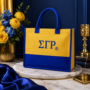 Borsa Tote in Tela <span class=keywords><strong>SGR</strong></span> 1922 Ispirata alla Sorority Sigma Gamma Rho, Design Blu e Oro, Grande Capacità, Vendita all'Ingrosso - Product Image 5