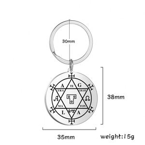 จี้กุญแจรูปทรงปิดผนึกแห่งความลับของโซโลมอน  พร้อมสัญลักษณ์หกเหลี่ยม  เครื่องรางเสริมดวงโชคลาภ  ทำจากสแตนเลสสตีล - Product Image 2