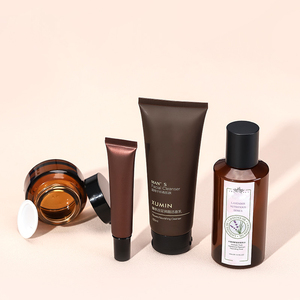 Bán buôn chai nhựa container hổ phách mỹ phẩm Lotion chai với máy bơm, rỗng Pet Brown Cream Jar dropper chai bao bì - Product Image 3