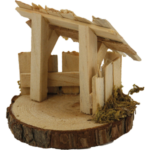 Crèche en bois 8x8x9cm pour figurines de 4cm Figurine et jouet de Noël sans accessoires (9006935222654) - Product Image 1