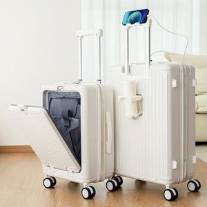 Maleta de Viaje Yongsheng con Apertura Frontal de 24 Pulgadas, Resistente a Impactos, con Ruedas Silenciosas, Unisex, Color Blanco Nube con Rayas - Product Image 5