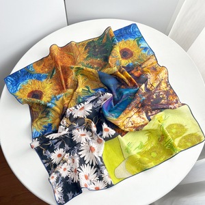 Women's Cotton Scarf Oil Painting Style 100% Cotton Spring 2026 Neck <b>Wrap</b> <b>Shawl</b> Fashion Elegant Light Luxury - Product Image 4