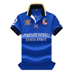 เสื้อโปโลปักโลโก้ได้ตามต้องการของผู้ชายเสื้อคอตตอนชุดทำงานผ้าถักกันรอยยับแห้งเร็ว - Product Image 3