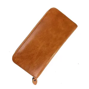 Carteira de couro legítimo, bolsa de mão para homens e mulheres, porta-cartão, camada de couro bovino unissex