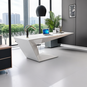 Gran oferta de pintura para hornear brillante de gama alta, muebles de oficina en forma de L, estilo nórdico, Color blanco, escritorio de oficina de madera moderno ejecutivo moderno - Product Image 6