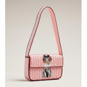 Sac à main luxueux fait main avec des perles et une bandoulière amovible - Product Image 1