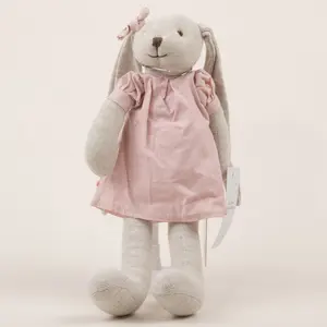 Baby Plush Toy Dolls Flax Cloth Skirt Plush Bunny Rabbit Toy Long Ear Rabbit Baby Girl Doll Cuddly Toy