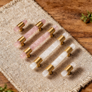 Wholesale Natural Rose Quartz Clear Crystal BAT Shape Handmade Luxury Furniture Pull <strong>Knobs</strong> Feng Shui Kitchen Home Decor Bulk - Product Image 1