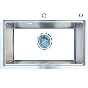 Évier de cuisine en acier inoxydable 304, simple bac, à poser, fait main, finition brossée, durable, vente en gros - Product Image 1