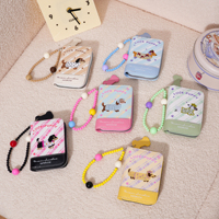New Square Dachshund Beaded Animal Pattern Card Bag Fresh Sweet Style Colorful Mobile Phone Pendant Women's Wallet Large