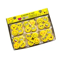Goma de borrar amarilla con cara sonriente para niños, borradores de goma