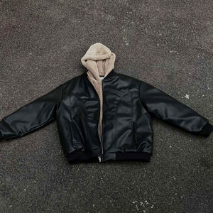 Veste à capuche zippée pour homme en coton 100% imprimé et brodé, surdimensionnée, lourde, streetwear, hiver - Product Image 1