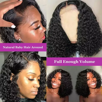 Wig Keriting Kinky 10a Rambut Asli Manusia 13x4 Lace Front Water Curly Bob Wig Rambut Virgin Brasil Wig Deep untuk Wanita Kulit Hitam