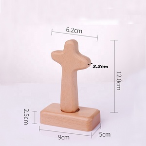 가정 장식기도를위한 자기 서있는 교회 종교 수제 작은 십자가 나무 십자가 - Product Image 2