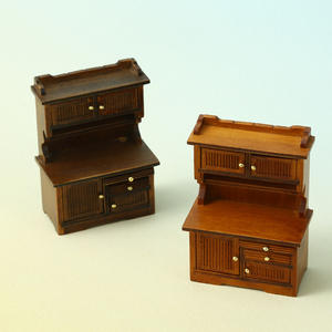 1:16 Mini bricolage bois maison de poupée accessoires Double porte buffet bibliothèque meubles ornements - Product Image 3