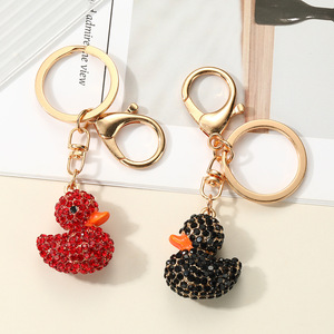 Llavero de pato de cristal con diamantes de imitación, colgante metálico 3D, dije de moda, lindo mosquetón para bolso, regalo - Product Image 4