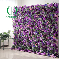 Mur de fleurs artificielles 3D 5D en roses violettes et roses, hortensias, 2,4 m x 2,4 m, pour décoration de mariage et de fête - Vente en gros